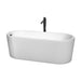 Wyndham Collection Ursula 67 Inch Freestanding Bathtub in White with Floor Mounted Faucet, Drain and Overflow Trim