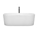 Wyndham Collection Ursula 67 Inch Freestanding Bathtub in White with Floor Mounted Faucet, Drain and Overflow Trim