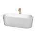 Wyndham Collection Ursula 67 Inch Freestanding Bathtub in White with Polished Chrome Trim and Floor Mounted Faucet
