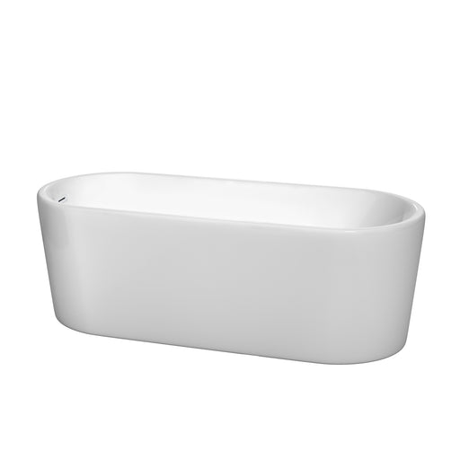 Wyndham Collection Ursula 67 Inch Freestanding Bathtub in White with Shiny White Drain and Overflow Trim WCBTK151167SWTRIM