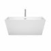 Wyndham Collection Sara 59 Inch Freestanding Bathtub in White with Floor Mounted Faucet, Drain and Overflow Trim