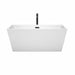 Wyndham Collection Sara 59 Inch Freestanding Bathtub in White with Floor Mounted Faucet, Drain and Overflow Trim