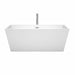 Wyndham Collection Sara 63 Inch Freestanding Bathtub in White with Floor Mounted Faucet, Drain and Overflow Trim