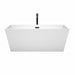 Wyndham Collection Sara 63 Inch Freestanding Bathtub in White with Floor Mounted Faucet, Drain and Overflow Trim