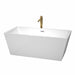 Wyndham Collection Sara 63 Inch Freestanding Bathtub in White with Polished Chrome Trim and Floor Mounted Faucet