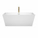 Wyndham Collection Sara 63 Inch Freestanding Bathtub in White with Polished Chrome Trim and Floor Mounted Faucet
