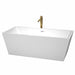 Wyndham Collection Sara 67 Inch Freestanding Bathtub in White with Shiny White Trim and Floor Mounted Faucet
