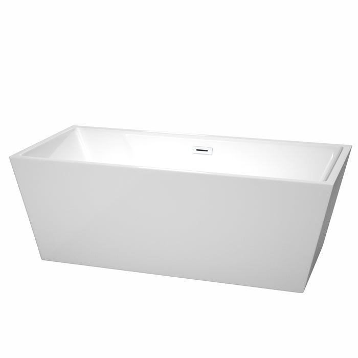 Wyndham Collection Sara 67 Inch Freestanding Bathtub in White with Shiny White Drain and Overflow Trim WCBTK151467SWTRIM