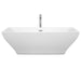 Wyndham Collection Maryam 71 Inch Freestanding Bathtub in White with Floor Mounted Faucet, Drain and Overflow Trim