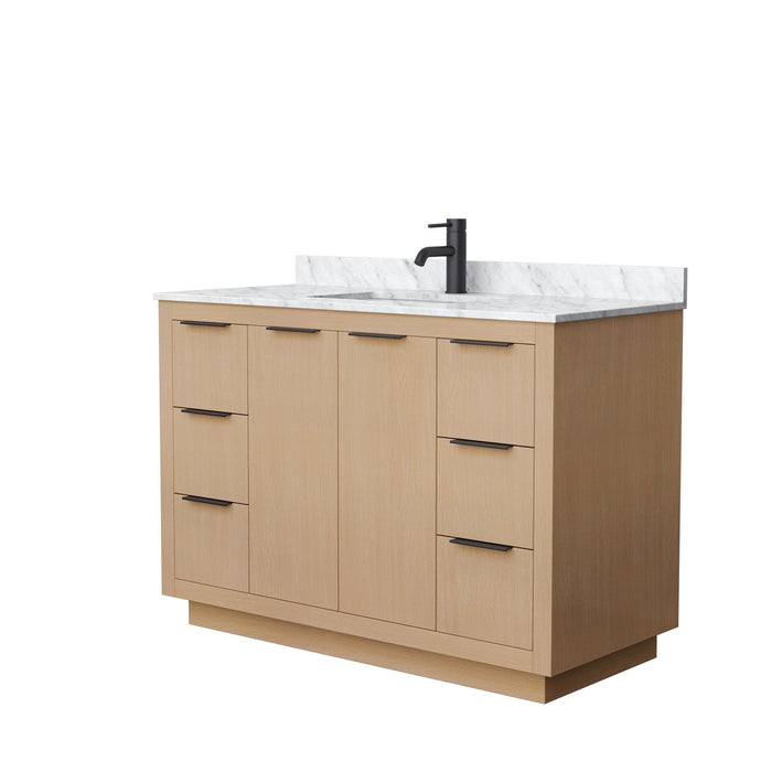 Wyndham Collection Maroni 48 Inch Single Bathroom Vanity in Light Straw, Undermount Square Sink