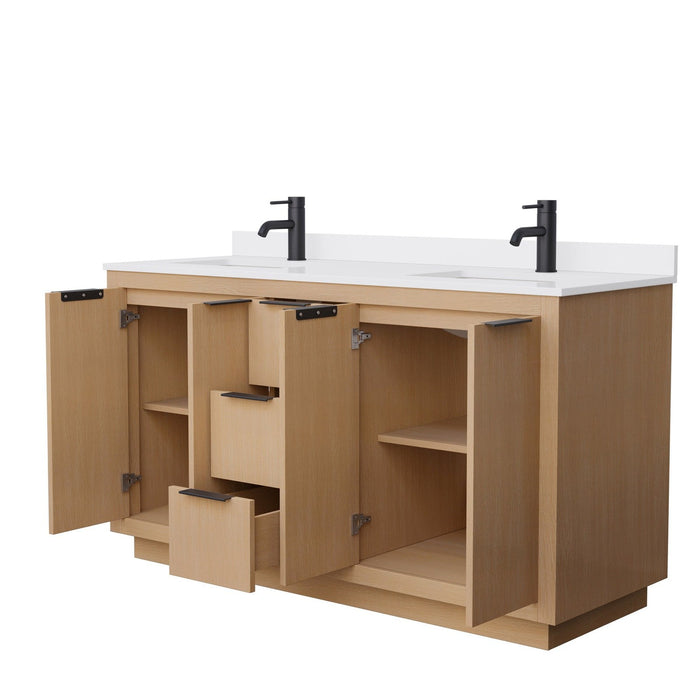 Wyndham Collection Maroni 60 Inch Double Bathroom Vanity in Light Straw, Undermount Square Sinks