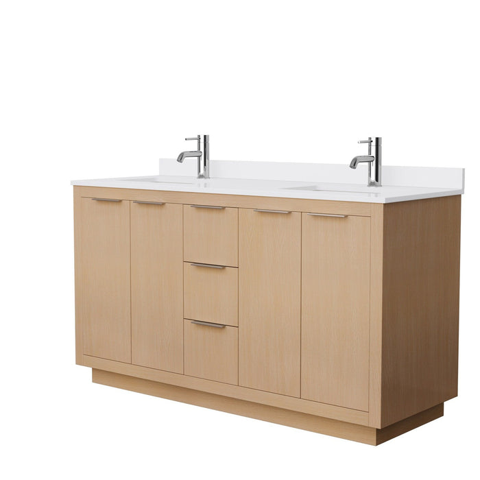 Wyndham Collection Maroni 60 Inch Double Bathroom Vanity in Light Straw, Undermount Square Sinks