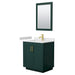 Wyndham Collection Miranda 30 Inch Single Bathroom Vanity in Green, White Cultured Marble Countertop, Undermount Square Sink