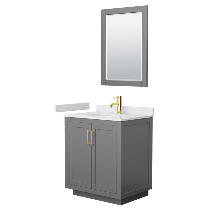 Wyndham Collection Miranda 30 Inch Single Bathroom Vanity in Dark Gray, White Cultured Marble Countertop, Undermount Square Sink