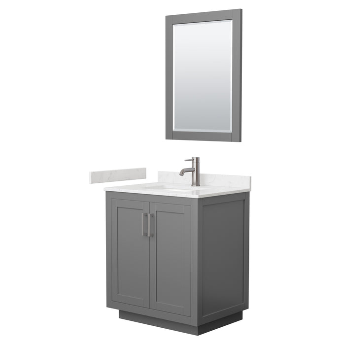 Wyndham Collection Miranda 30 Inch Single Bathroom Vanity in Dark Gray, Carrara Cultured Marble Countertop, Undermount Square Sink