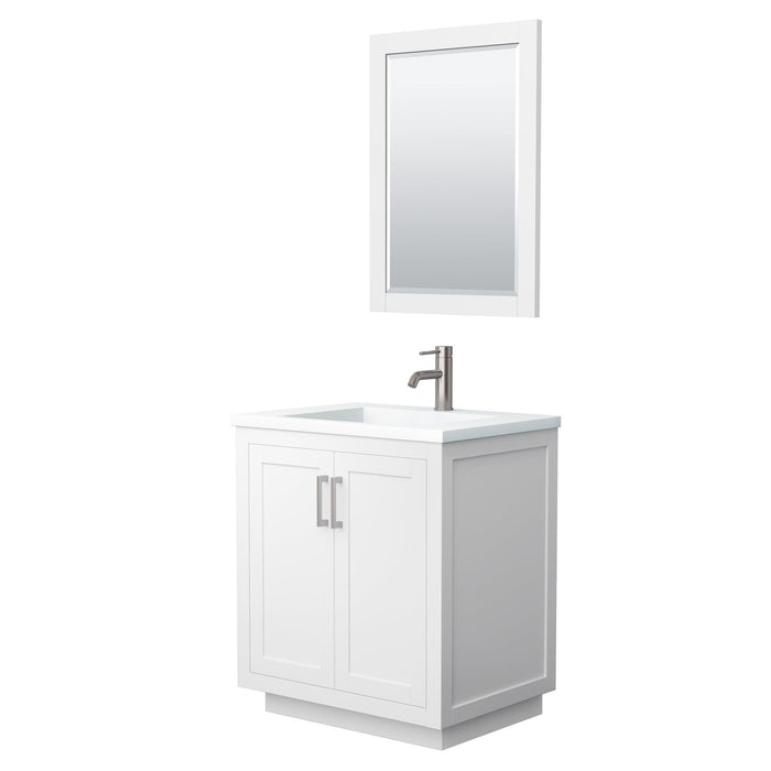 Wyndham Collection Miranda 30 Inch Single Bathroom Vanity in White, 1.25 Inch Thick Matte White Solid Surface Countertop, Integrated Sink