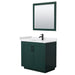 Wyndham Collection Miranda 36 Inch Single Bathroom Vanity in Green, White Cultured Marble Countertop, Undermount Square Sink