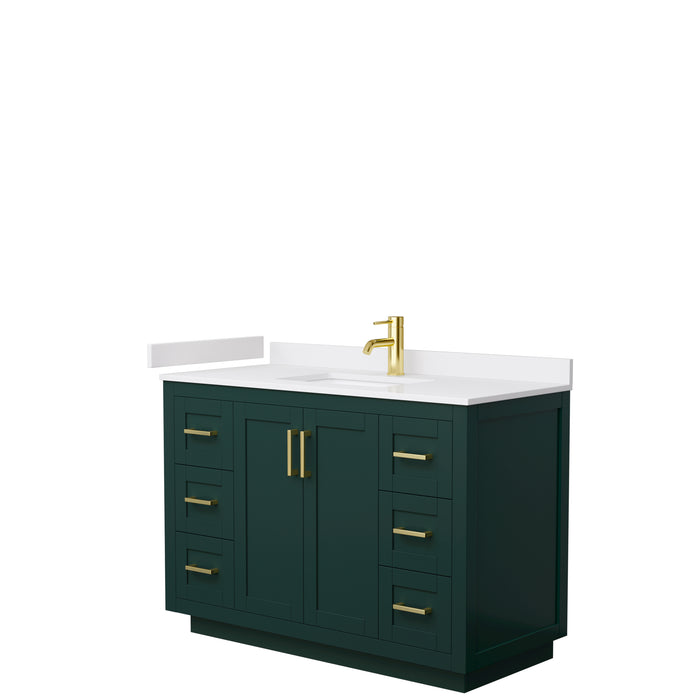 Wyndham Collection Miranda 48 Inch Single Bathroom Vanity in Green, White Cultured Marble Countertop, Undermount Square Sink