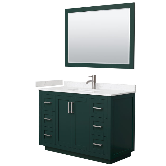 Wyndham Collection Miranda 48 Inch Single Bathroom Vanity in Green, Carrara Cultured Marble Countertop, Undermount Square Sink