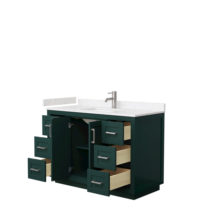 Wyndham Collection Miranda 48 Inch Single Bathroom Vanity in Green, Carrara Cultured Marble Countertop, Undermount Square Sink