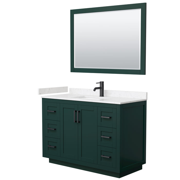 Wyndham Collection Miranda 48 Inch Single Bathroom Vanity in Green, Carrara Cultured Marble Countertop, Undermount Square Sink