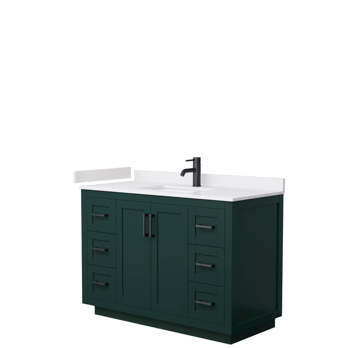 Wyndham Collection Miranda 48 Inch Single Bathroom Vanity in Green, White Cultured Marble Countertop, Undermount Square Sink