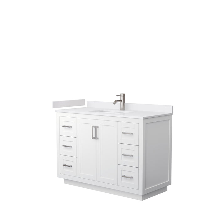 Wyndham Collection Miranda 48 Inch Single Bathroom Vanity in White, White Cultured Marble Countertop, Undermount Square Sink