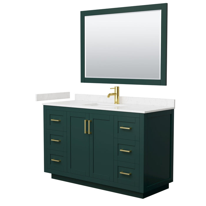 Wyndham Collection Miranda 54 Inch Single Bathroom Vanity in Green, Carrara Cultured Marble Countertop, Undermount Square Sink