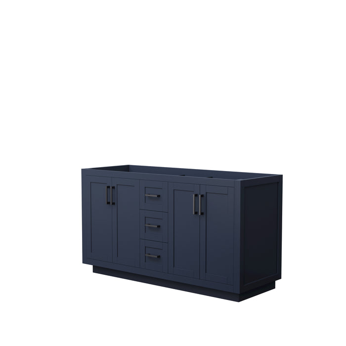 Wyndham Collection Miranda 60 Inch Double Bathroom Vanity in Dark Blue, No Countertop, No Sink