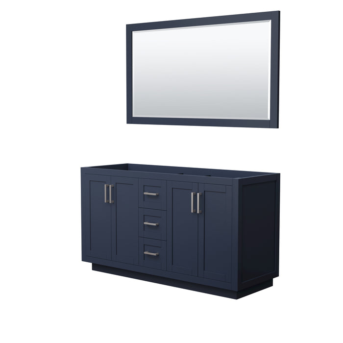 Wyndham Collection Miranda 60 Inch Double Bathroom Vanity in Dark Blue, No Countertop, No Sink