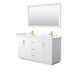 Wyndham Collection Miranda 60 Inch Double Bathroom Vanity in White, Carrara Cultured Marble Countertop, Undermount Square Sinks