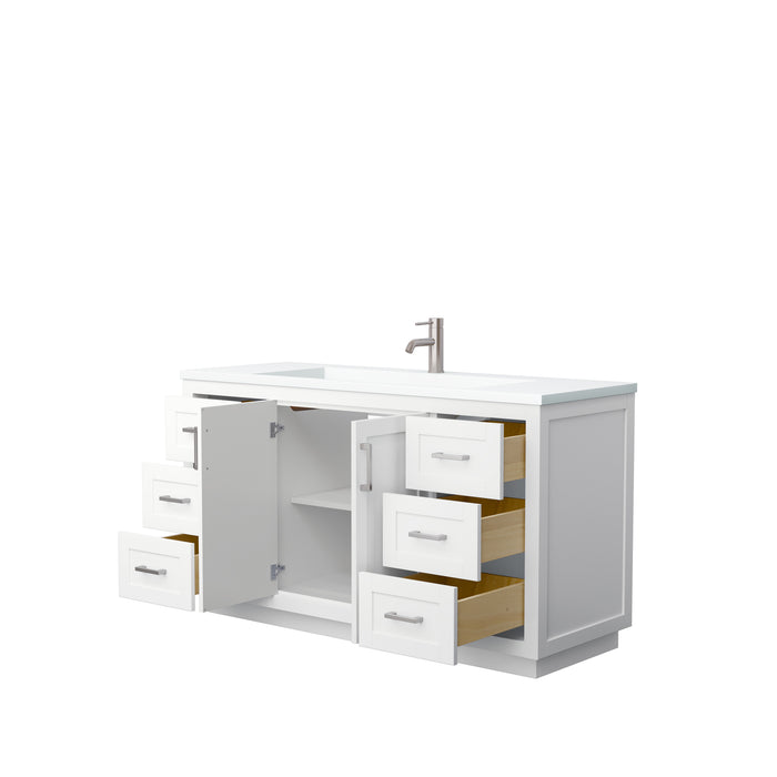 Wyndham Collection Miranda 60 Inch Single Bathroom Vanity in White, 1.25 Inch Thick Matte White Solid Surface Countertop, Integrated Sink