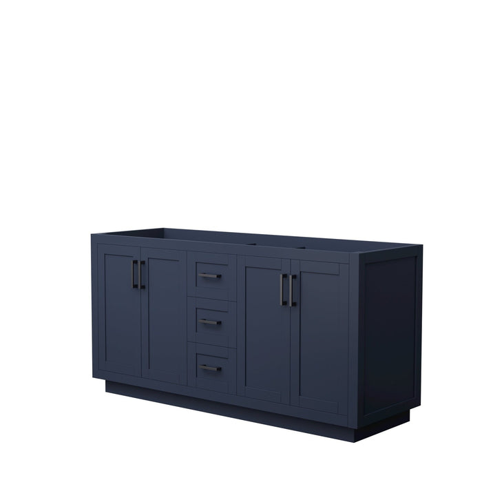 Wyndham Collection Miranda 66 Inch Double Bathroom Vanity in Dark Blue, No Countertop, No Sink