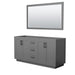 Wyndham Collection Miranda 66 Inch Double Bathroom Vanity in Dark Gray, No Countertop, No Sink