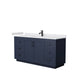 Wyndham Collection Miranda 66 Inch Single Bathroom Vanity in Dark Blue, White Cultured Marble Countertop, Undermount Square Sink