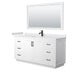 Wyndham Collection Miranda 66 Inch Single Bathroom Vanity in White, White Cultured Marble Countertop, Undermount Square Sink