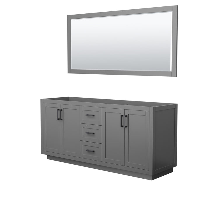 Wyndham Collection Miranda 72 Inch Double Bathroom Vanity in Dark Gray, No Countertop, No Sink