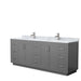 Wyndham Collection Miranda 84 Inch Double Bathroom Vanity in Dark Gray, White Carrara Marble Countertop, Undermount Square Sinks