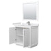 Wyndham Collection Strada 36 Inch Single Bathroom Vanity in White, White Cultured Marble Countertop, Undermount Square Sink