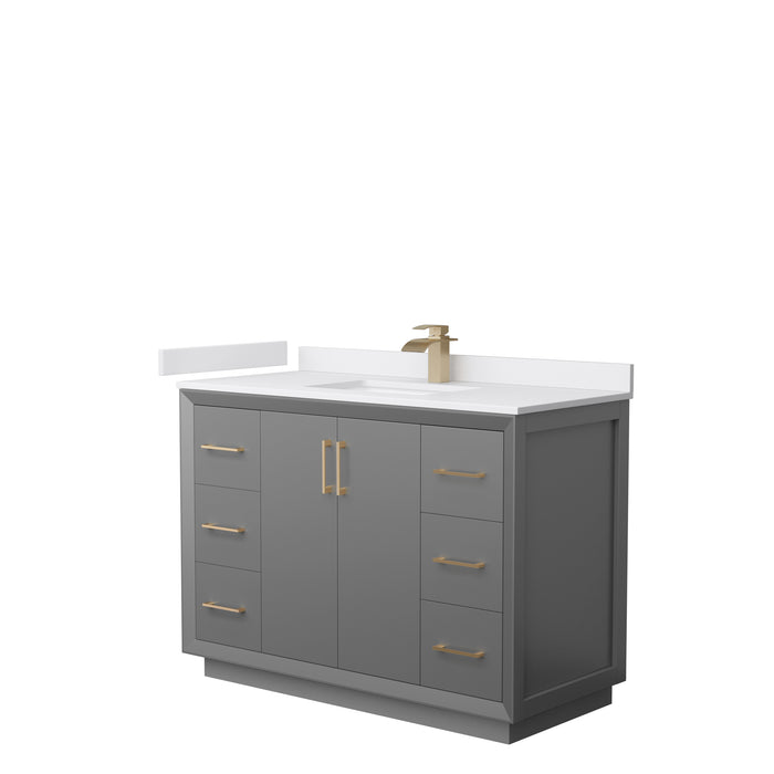 Wyndham Collection Strada 48 Inch Single Bathroom Vanity in Dark Gray, White Cultured Marble Countertop, Undermount Square Sink