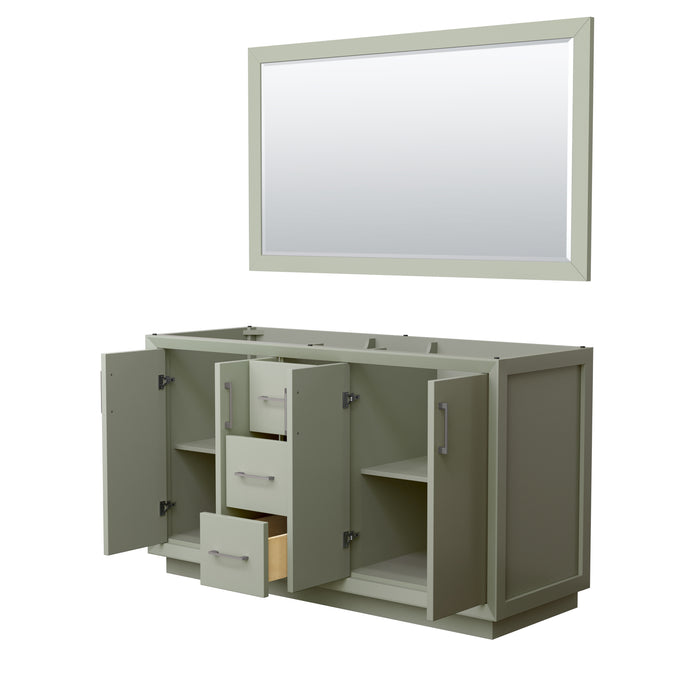 Wyndham Collection Strada 60 Inch Double Bathroom Vanity in Light Green, No Countertop, No Sink