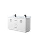 Wyndham Collection Strada 60 Inch Double Bathroom Vanity in White, White Carrara Marble Countertop, Undermount Square Sink