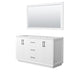 Wyndham Collection Strada 60 Inch Double Bathroom Vanity in White, No Countertop, No Sink