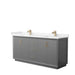 Wyndham Collection Strada 72 Inch Double Bathroom Vanity in Dark Gray, Carrara Cultured Marble Countertop, Undermount Square Sink