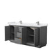 Wyndham Collection Strada 72 Inch Double Bathroom Vanity in Dark Gray, White Cultured Marble Countertop, Undermount Square Sink