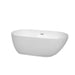 Wyndham Collection Melissa 60 Inch Freestanding Bathtub in White, Overflow Trim