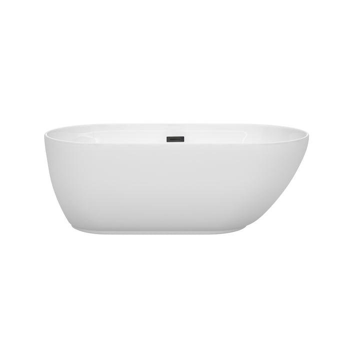 Wyndham Collection Melissa 60 Inch Freestanding Bathtub in White, Overflow Trim