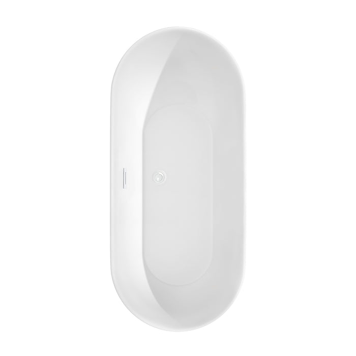 Wyndham Collection Melissa 65 Inch Freestanding Bathtub in White with Shiny White Drain and Overflow Trim WCOBT100065SWTRIM