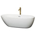 Wyndham Collection Melissa 71 Inch Freestanding Bathtub in White with Polished Chrome Trim and Floor Mounted Faucet