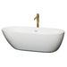 Wyndham Collection Melissa 71 Inch Freestanding Bathtub in White with Shiny White Trim and Floor Mounted Faucet